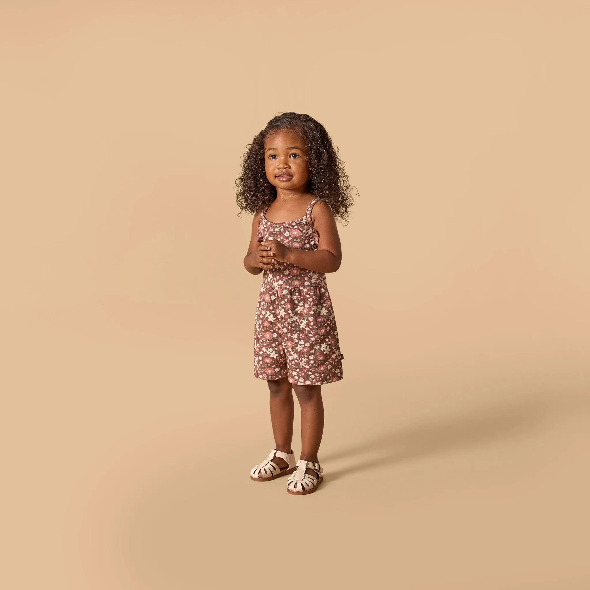 Infant & Toddler Girls Brown Star Floral Ruffle Romper Gerber Childrenswea