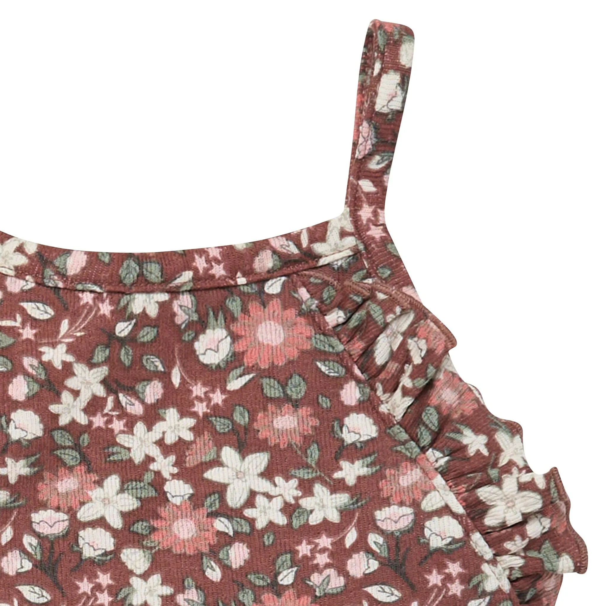 Infant & Toddler Girls Brown Star Floral Ruffle Romper Gerber Childrenswea