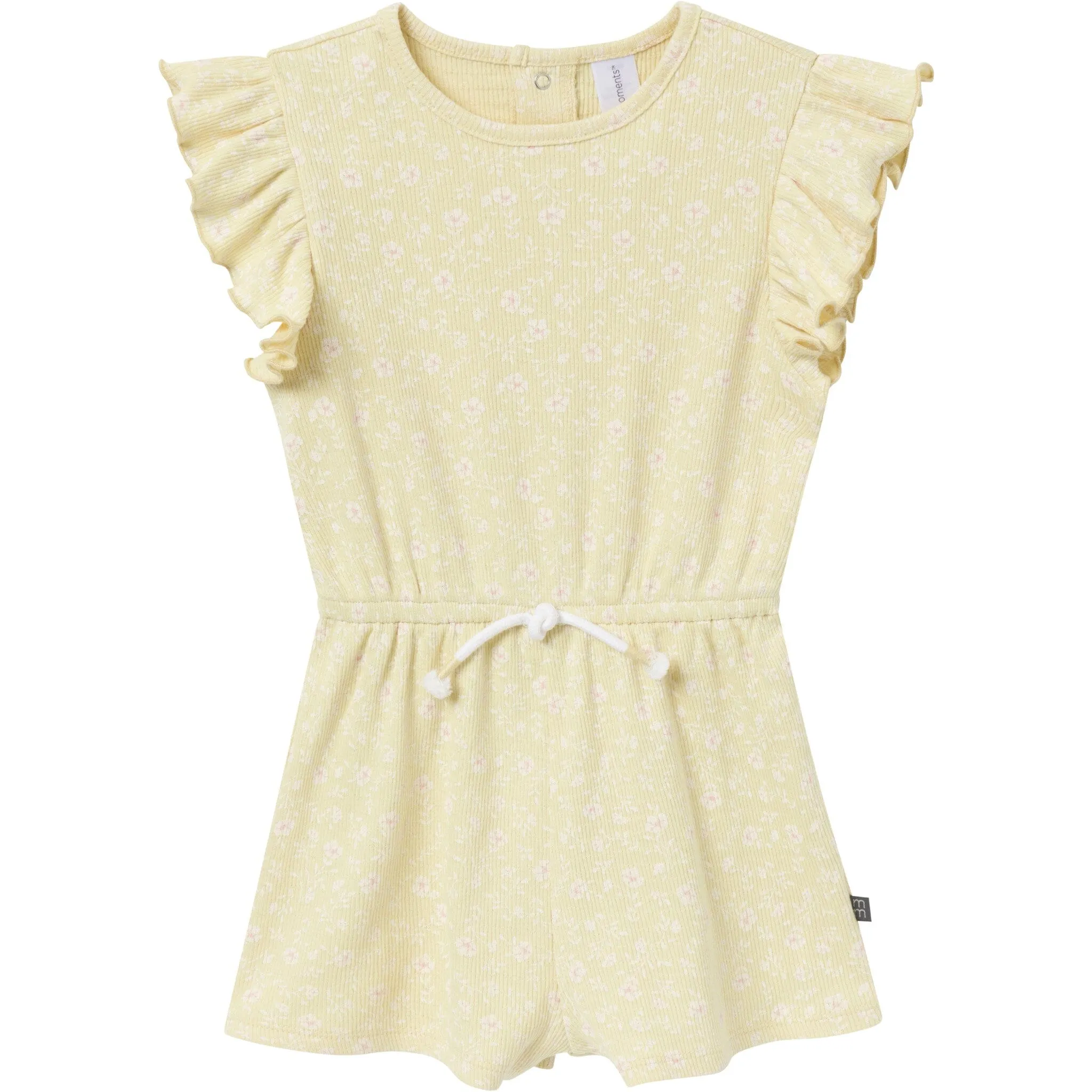 Infant & Toddler Girls Dusty Yellow Floral Flutter Sleeve Romper Gerber Childrenswea