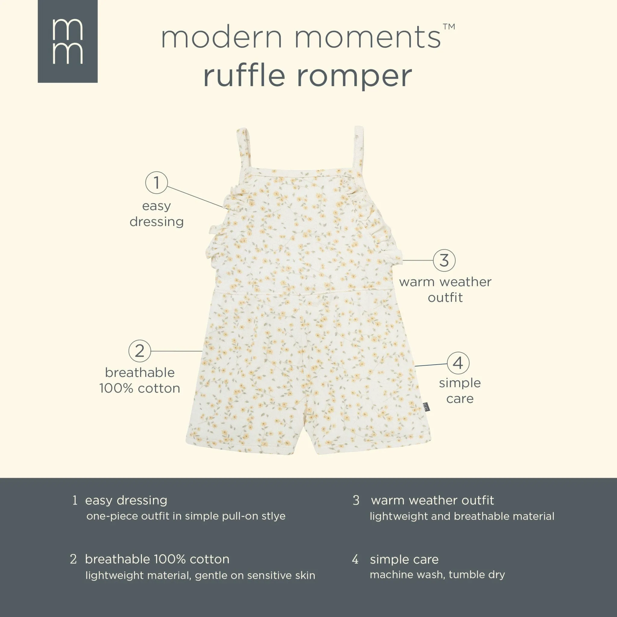Infant & Toddler Girls Ivory Vines Ruffle Romper Gerber Childrenswea