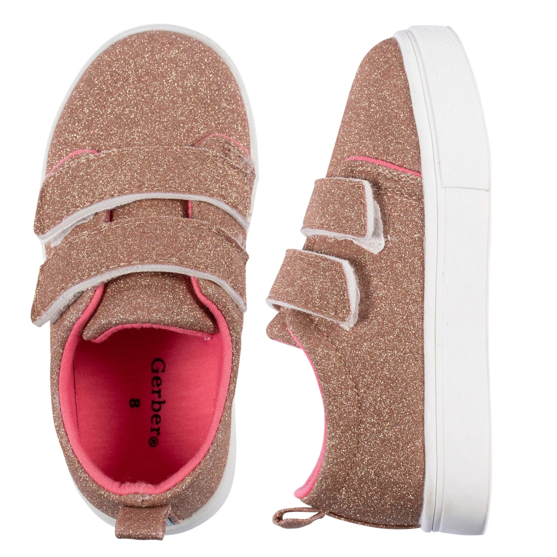 Infant & Toddler Girls Rose Gold Glitter Strap Sneaker Gerber Childrenswea