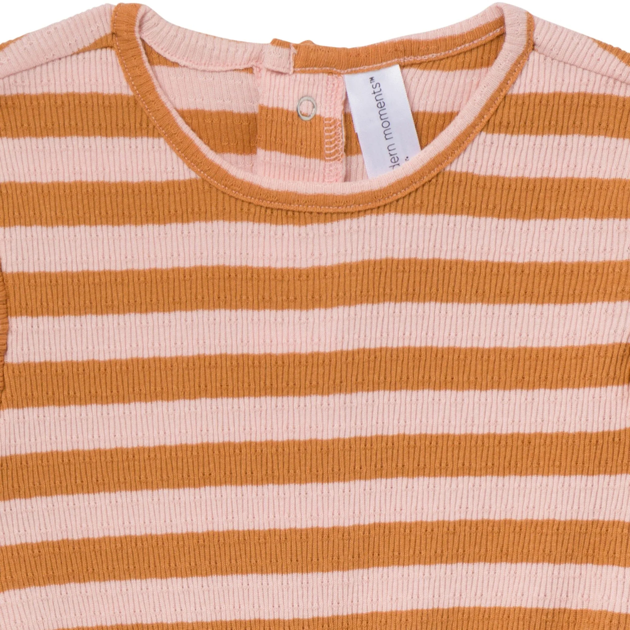 Infant & Toddler Girls Rose Stripe Flutter Sleeve Romper Gerber Childrenswea