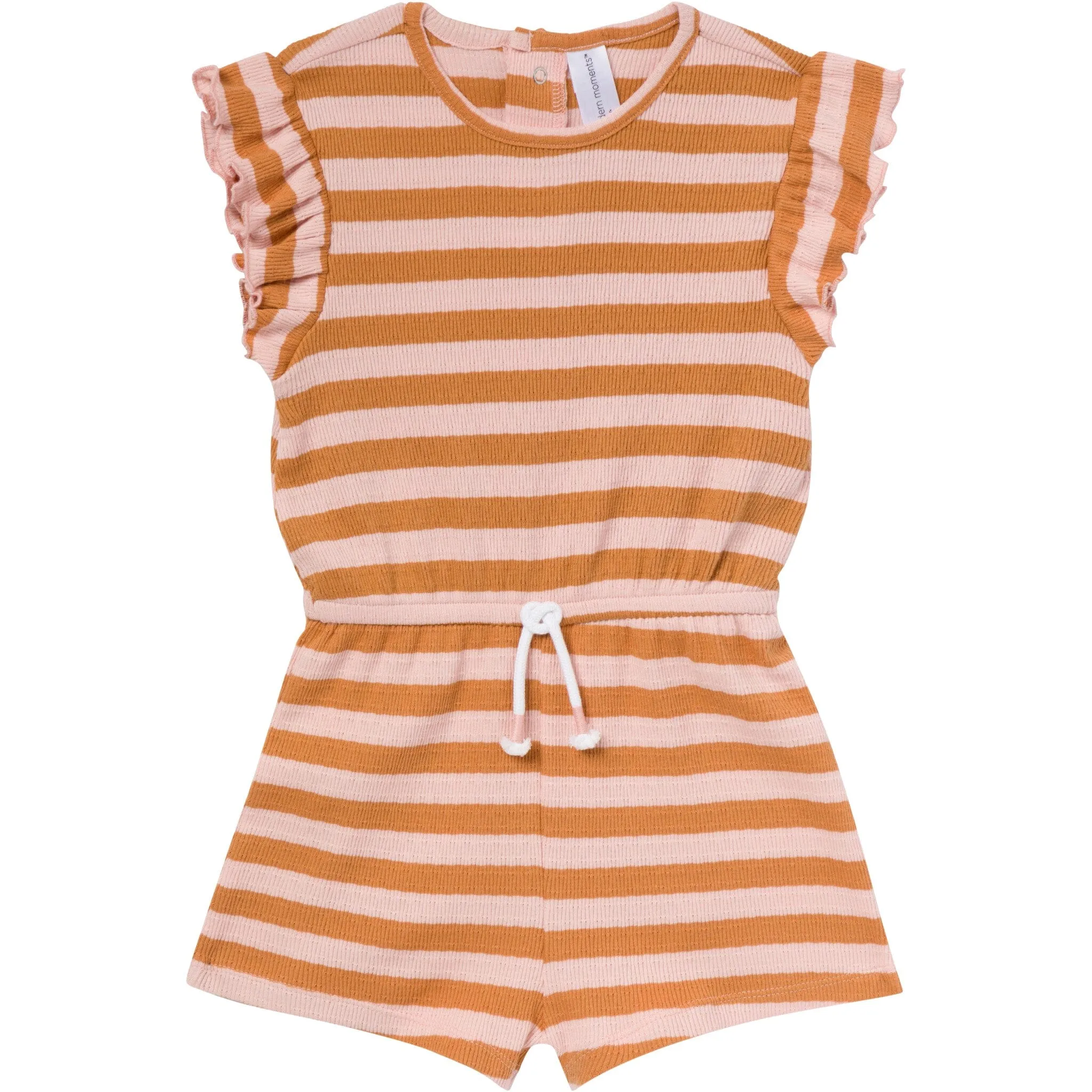 Infant & Toddler Girls Rose Stripe Flutter Sleeve Romper Gerber Childrenswea