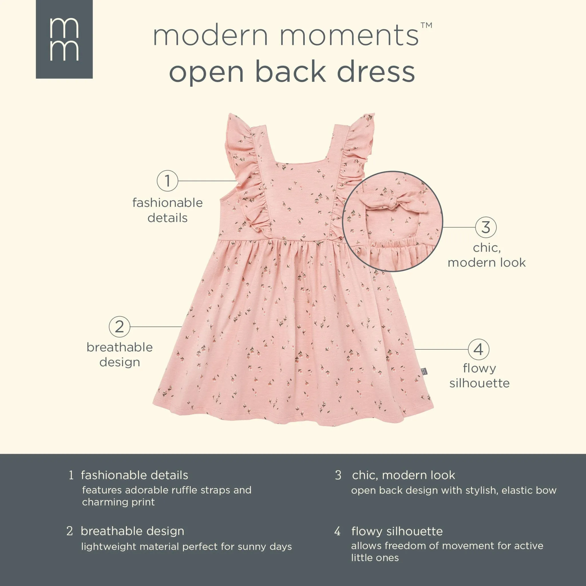 Infant & Toddler Girls Rose Tulips Bow Back Dress Gerber Childrenswea