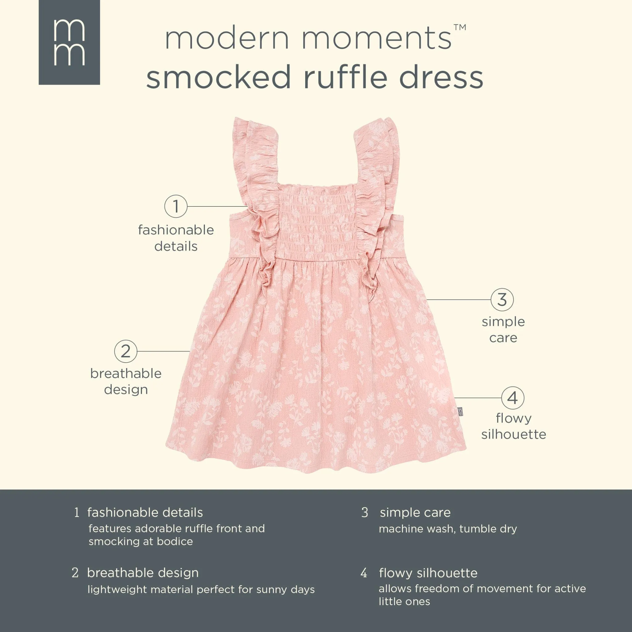 Infant & Toddler Girls Rose Wild Flowers Smocked Ruffle Dress Gerber Childrenswea