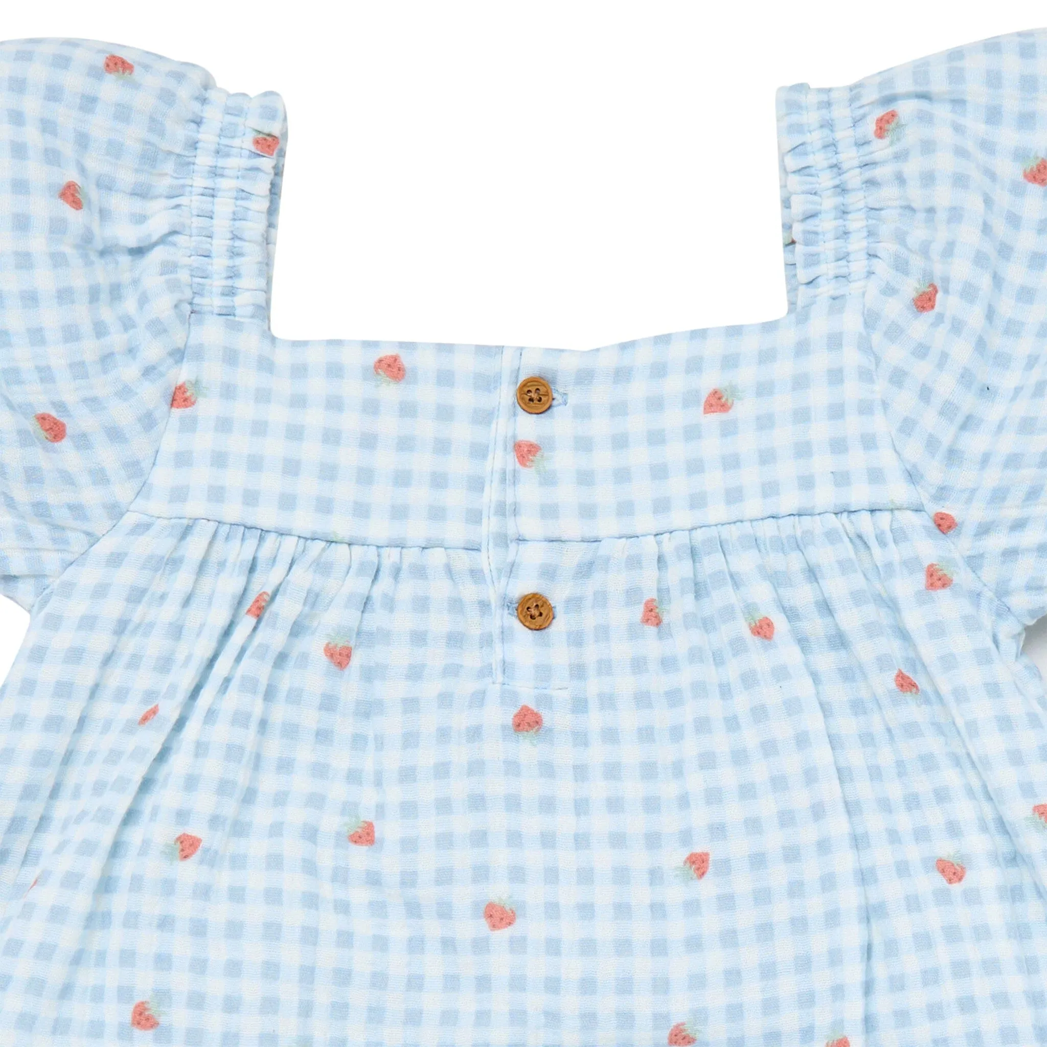 Infant & Toddler Girls Strawberry Gingham Puff Sleeve Dress Gerber Childrenswea