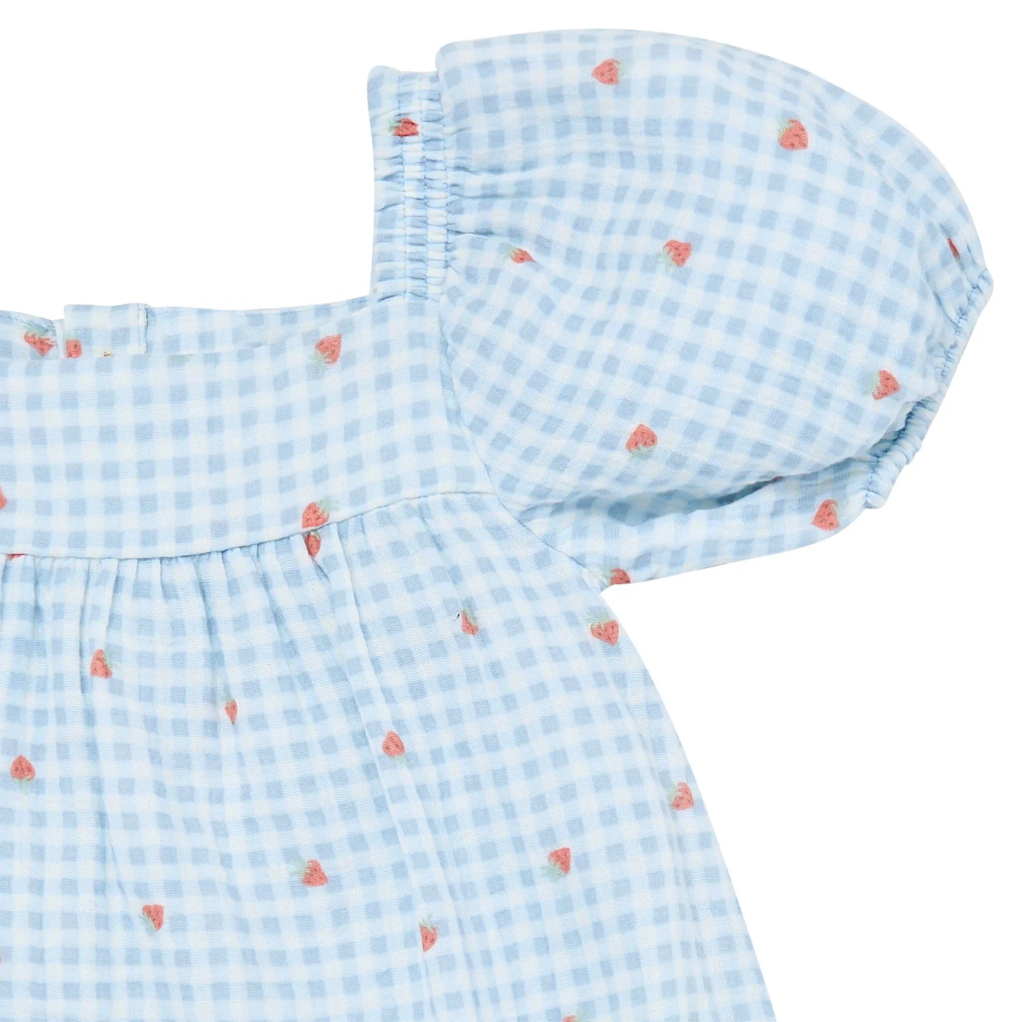 Infant & Toddler Girls Strawberry Gingham Puff Sleeve Dress Gerber Childrenswea