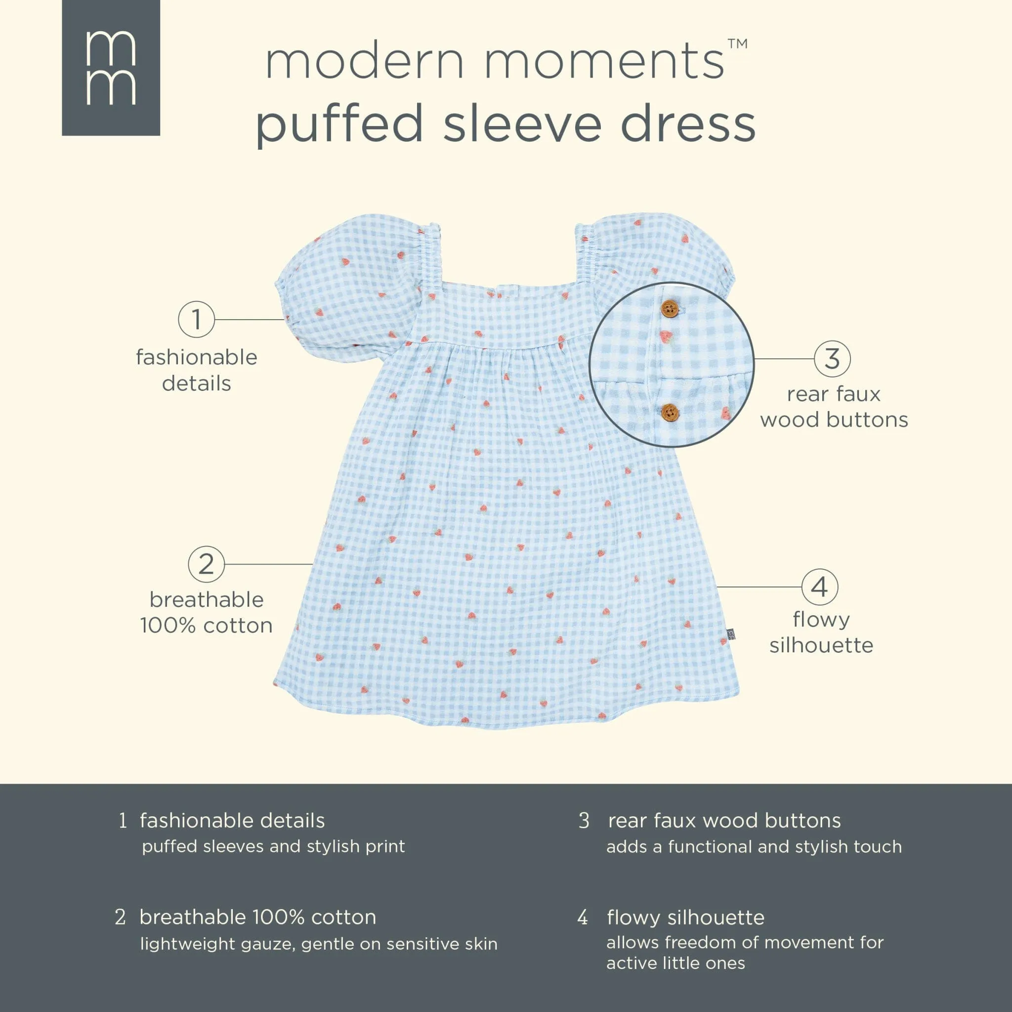 Infant & Toddler Girls Strawberry Gingham Puff Sleeve Dress Gerber Childrenswea