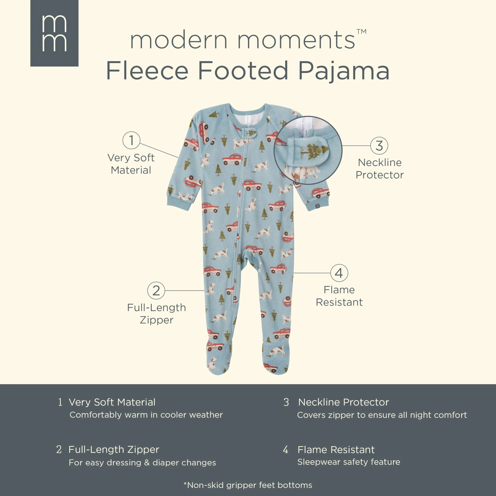 Infant and Toddler Boys Blue Camp Footed Fleece Pajamas Gerber Childrenswea