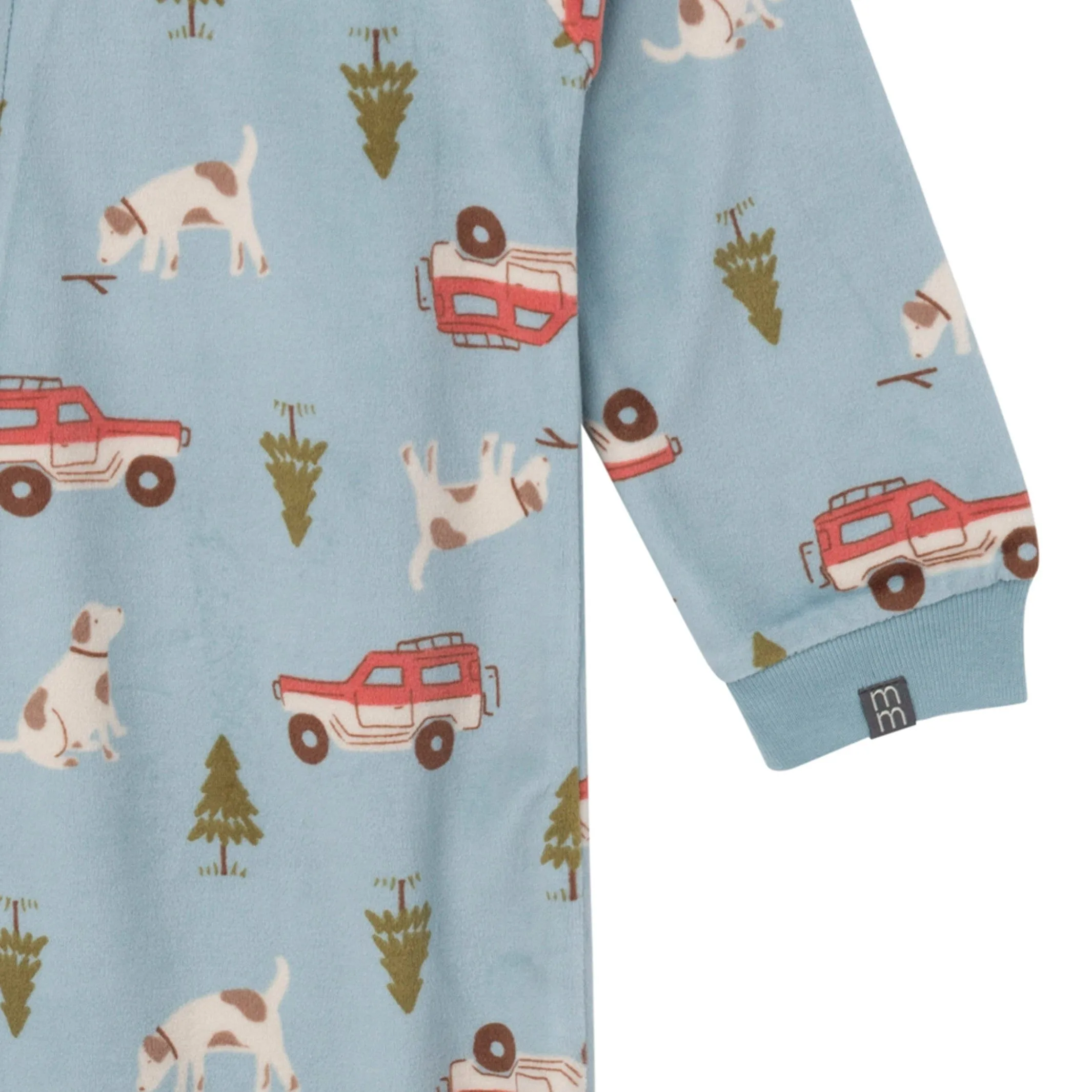 Infant and Toddler Boys Blue Camp Footed Fleece Pajamas Gerber Childrenswea