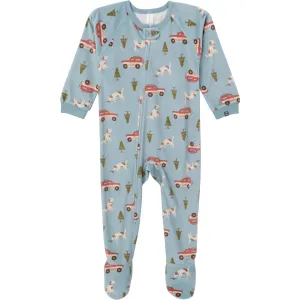 Infant and Toddler Boys Blue Camp Footed Fleece Pajamas Gerber Childrenswea