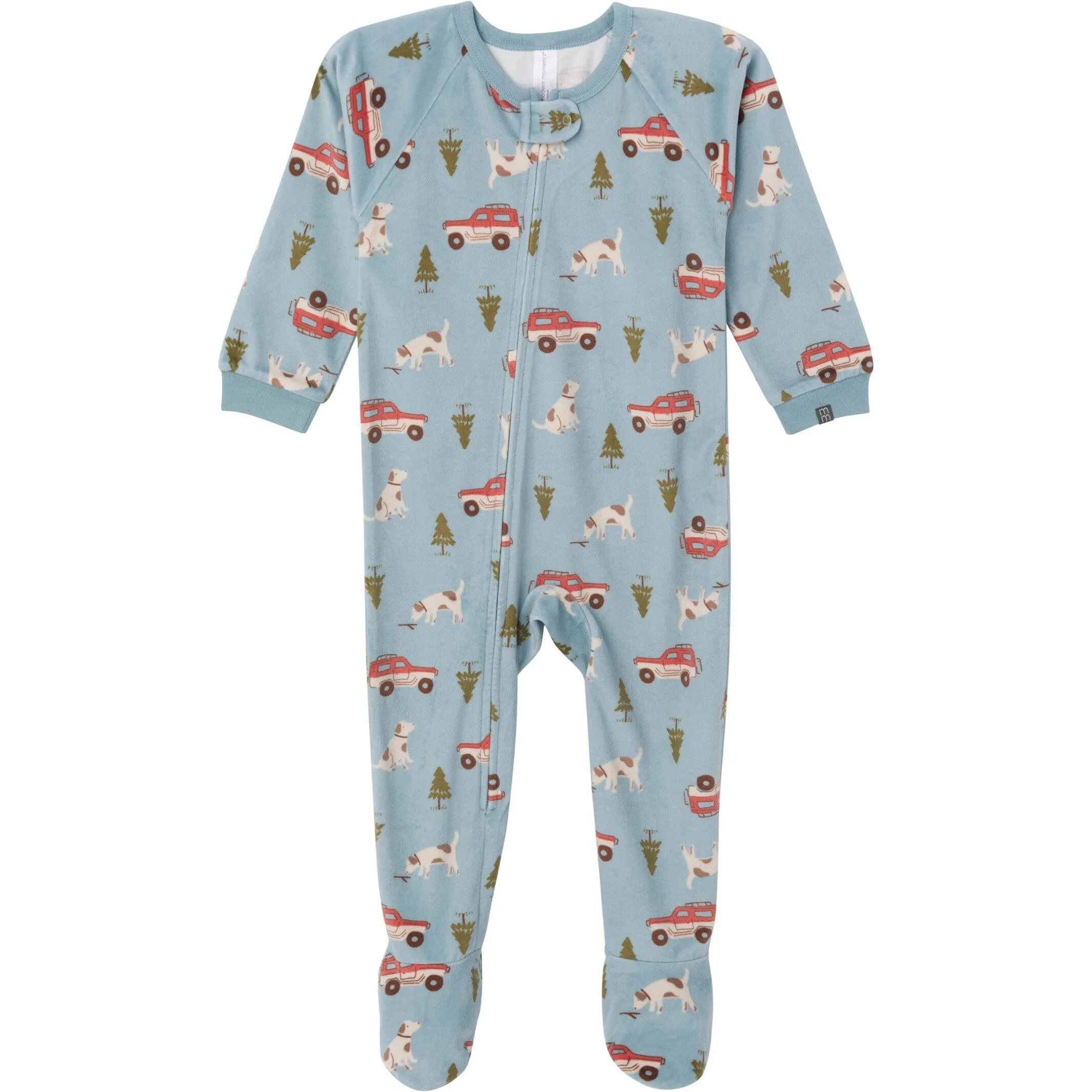 Infant and Toddler Boys Blue Camp Footed Fleece Pajamas Gerber Childrenswea
