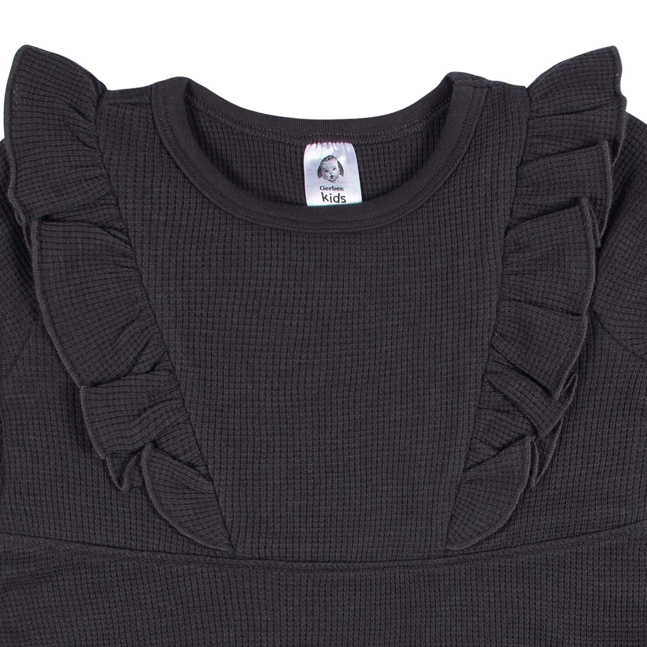 Infant and Toddler Girls Charcoal Dress with Ruffle Gerber Childrenswea