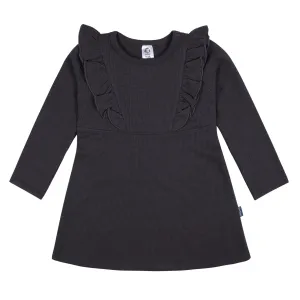 Infant and Toddler Girls Charcoal Dress with Ruffle Gerber Childrenswea