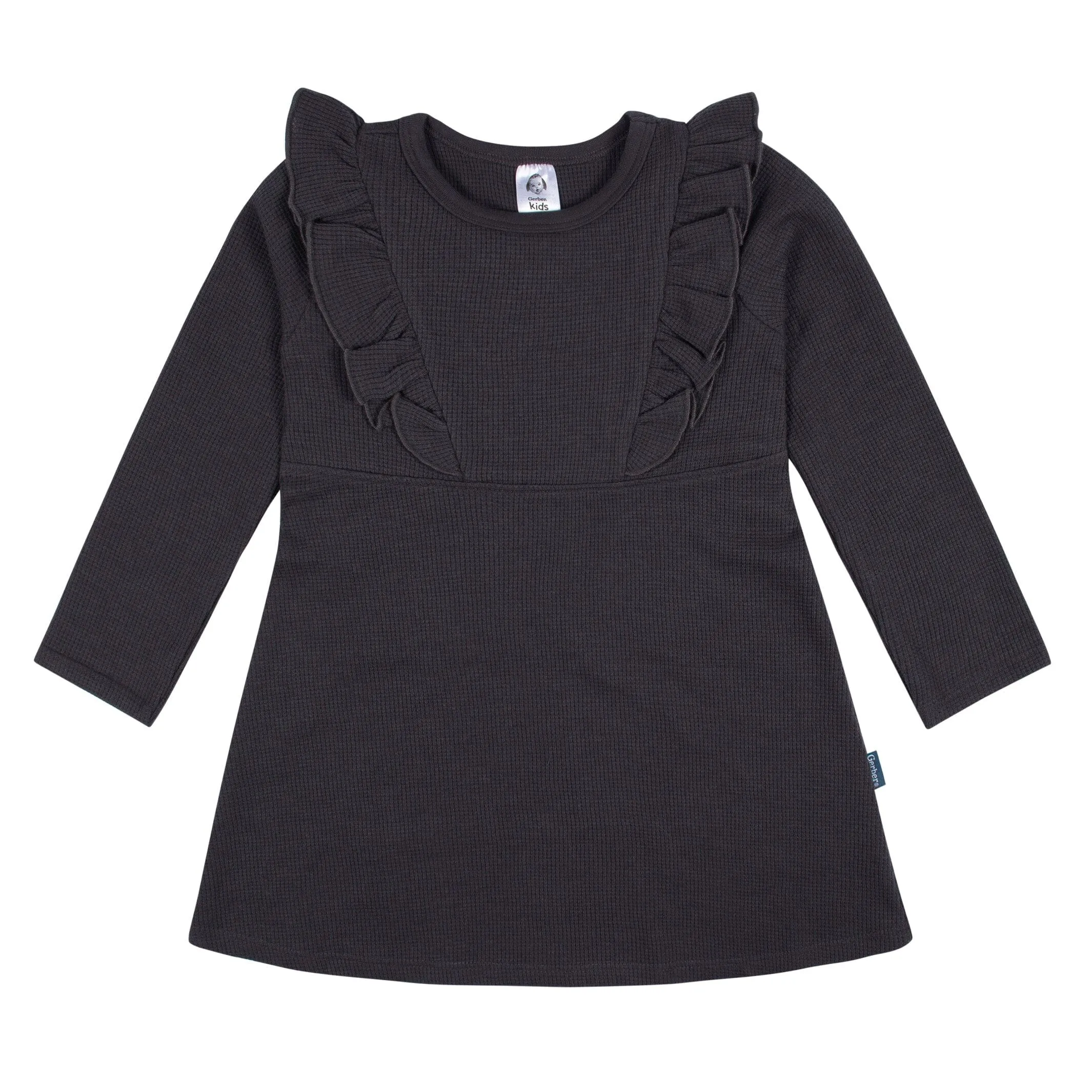 Infant and Toddler Girls Charcoal Dress with Ruffle Gerber Childrenswea