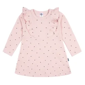 Infant and Toddler Girls Light Pink Hearts Dress with Ruffle Gerber Childrenswea