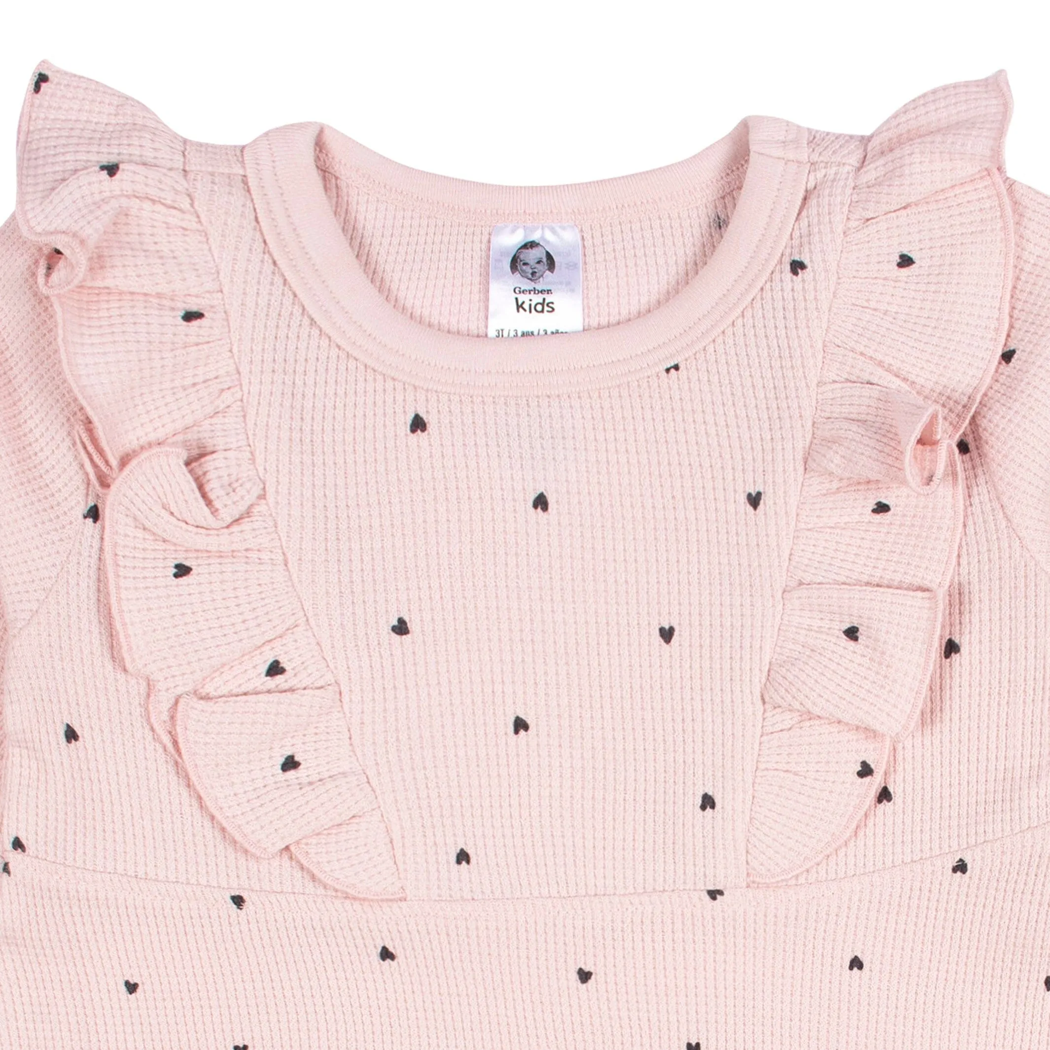 Infant and Toddler Girls Light Pink Hearts Dress with Ruffle Gerber Childrenswea