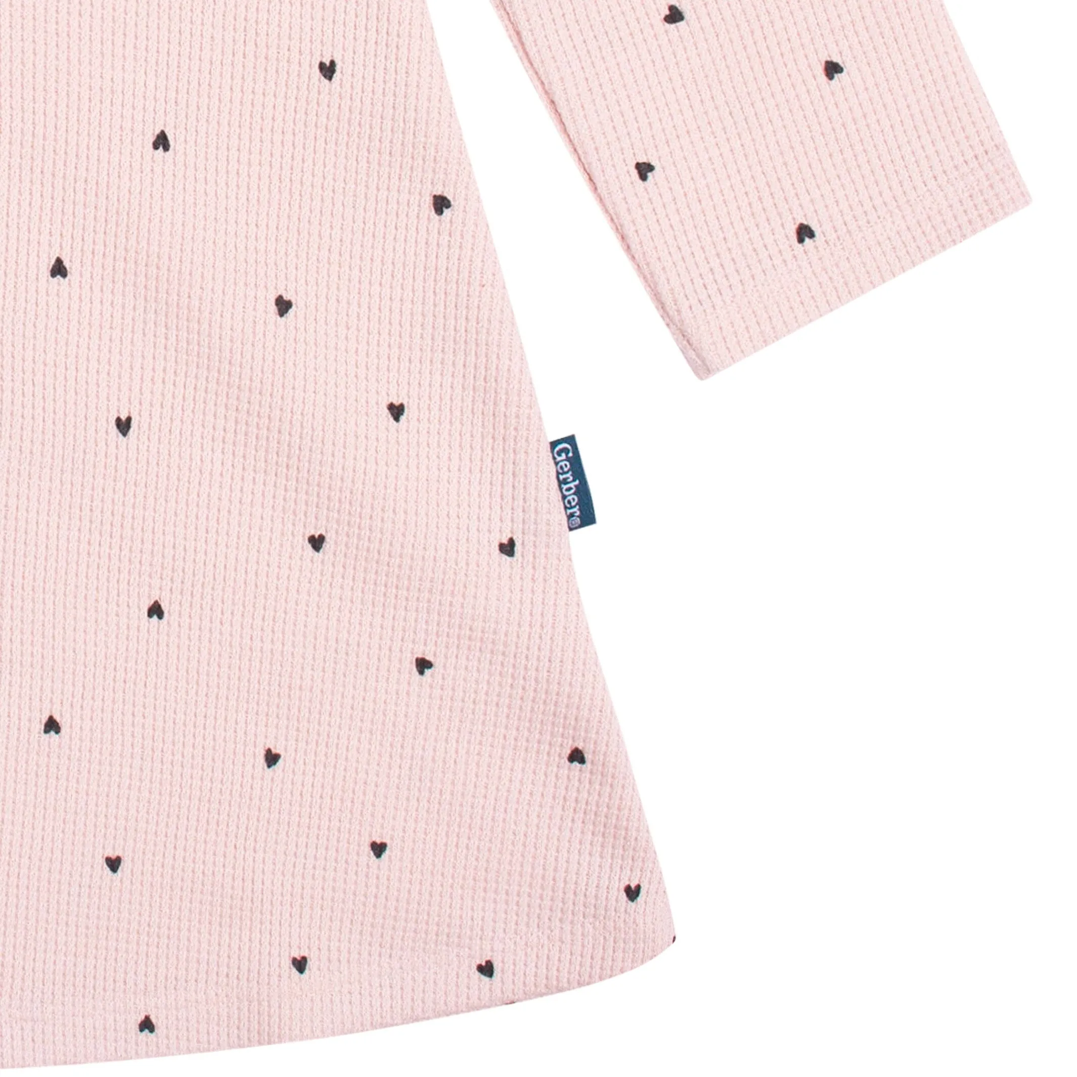 Infant and Toddler Girls Light Pink Hearts Dress with Ruffle Gerber Childrenswea