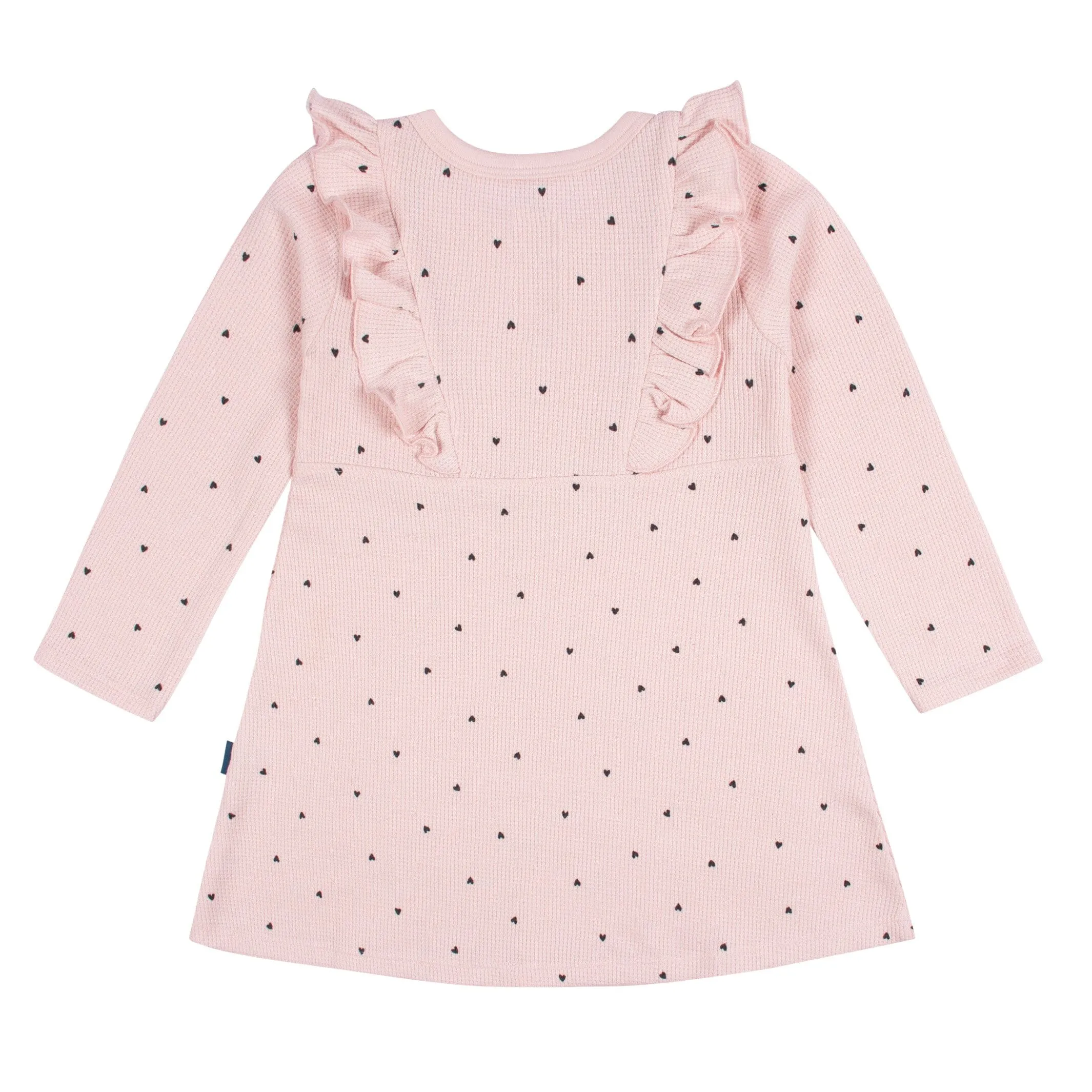 Infant and Toddler Girls Light Pink Hearts Dress with Ruffle Gerber Childrenswea