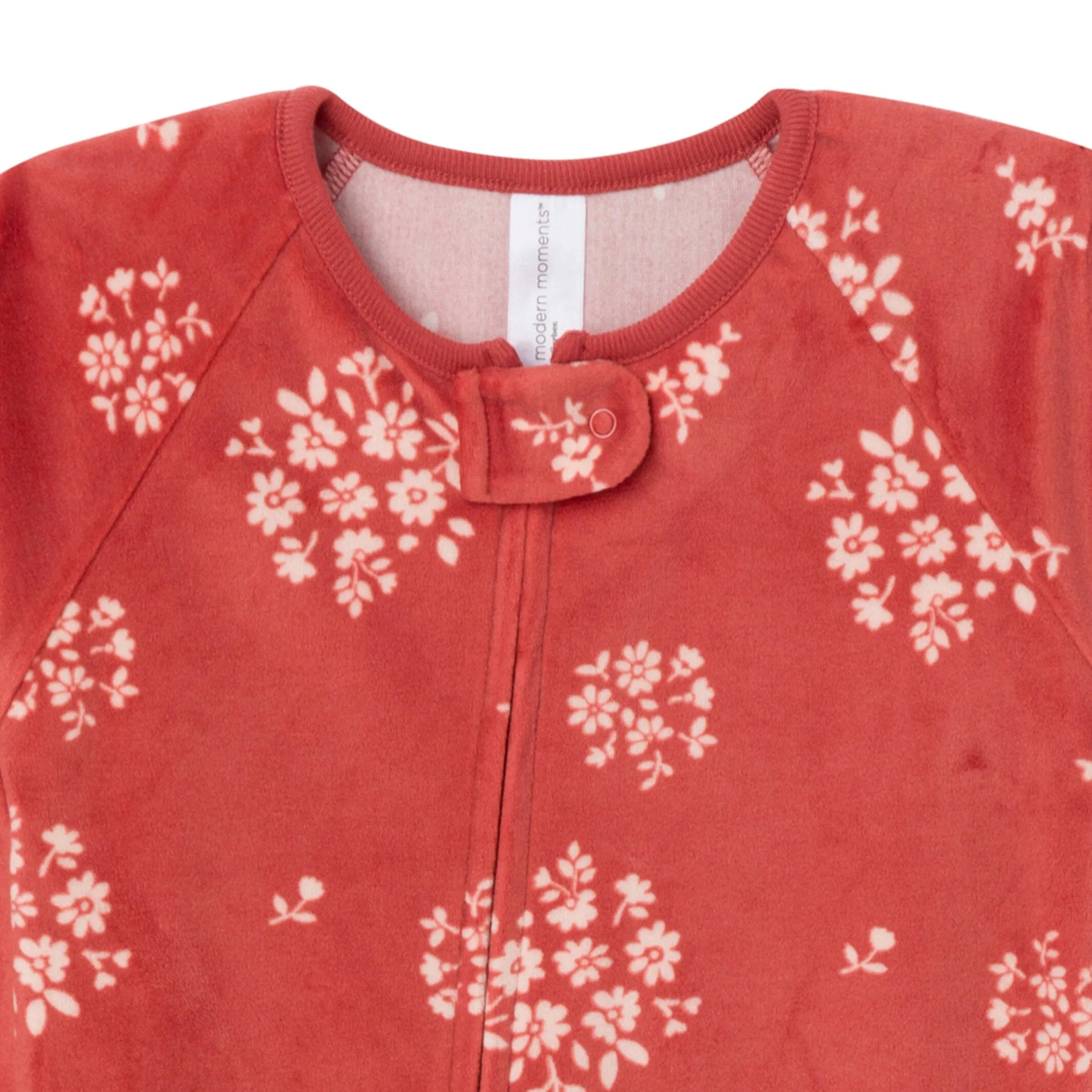 Infant and Toddler Girls Red Bouquet Footed Fleece Pajamas Gerber Childrenswea