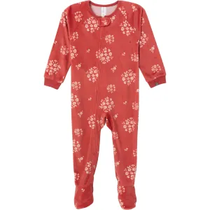 Infant and Toddler Girls Red Bouquet Footed Fleece Pajamas Gerber Childrenswea