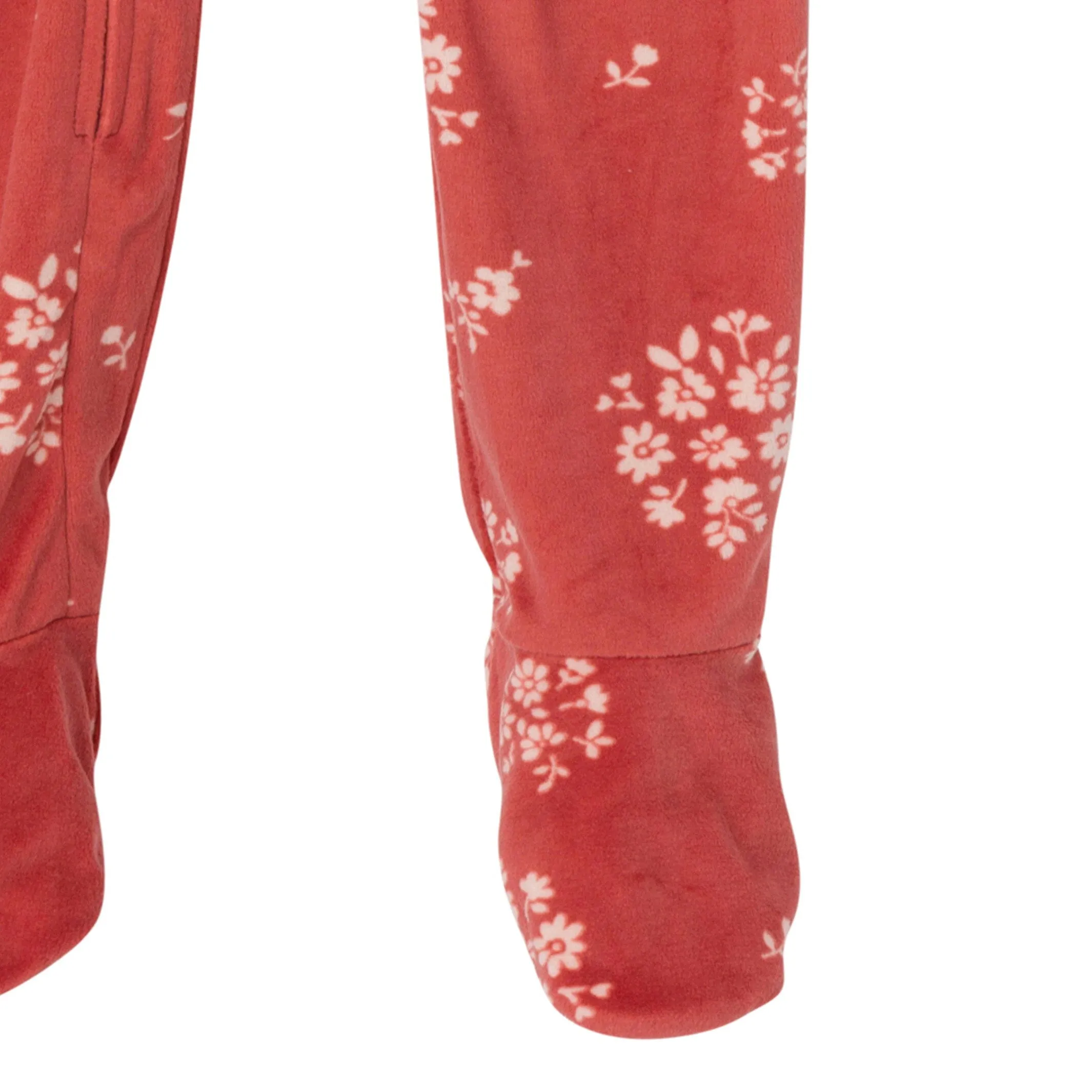 Infant and Toddler Girls Red Bouquet Footed Fleece Pajamas Gerber Childrenswea
