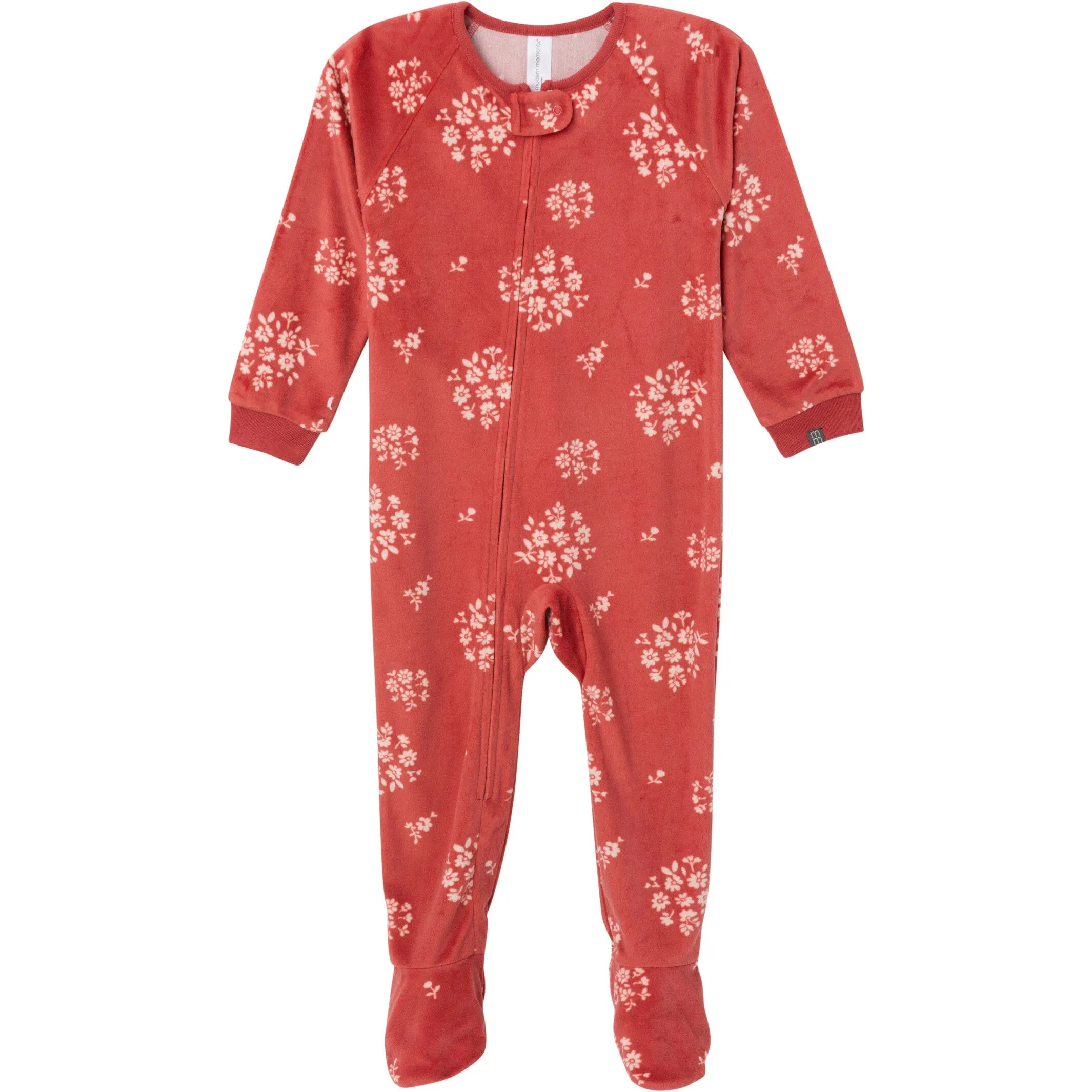 Infant and Toddler Girls Red Bouquet Footed Fleece Pajamas Gerber Childrenswea