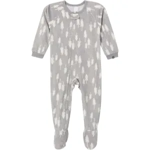 Infant and Toddler Neutral Grey Heather Trees Footed Fleece Pajamas Gerber Childrenswea