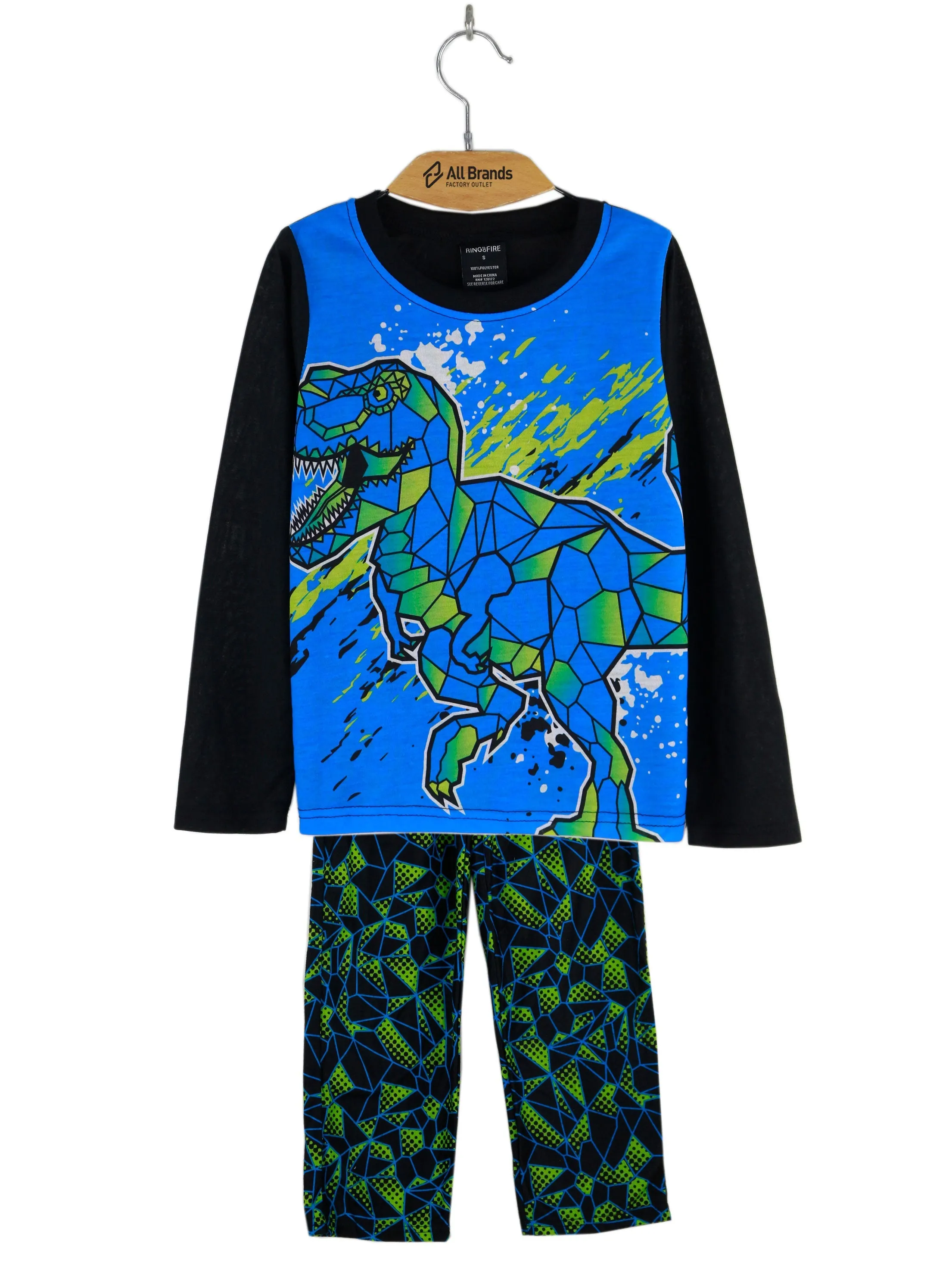 Kids Boy Block Graphic Print Sleepwear Set,Black/Blue