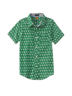 Kids Boy Graphic Printed T-Shirt,Green/White