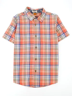 Kids Boy Side Pocket Plaid Dress Shirt,Multi