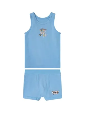 Kids Boy's 2 Pcs Graphic Printed Underwear Set,Blue