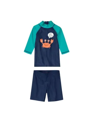 Kid's Boy's 2 Pcs Short And Graphic Tankini Top,Aqua/Navy