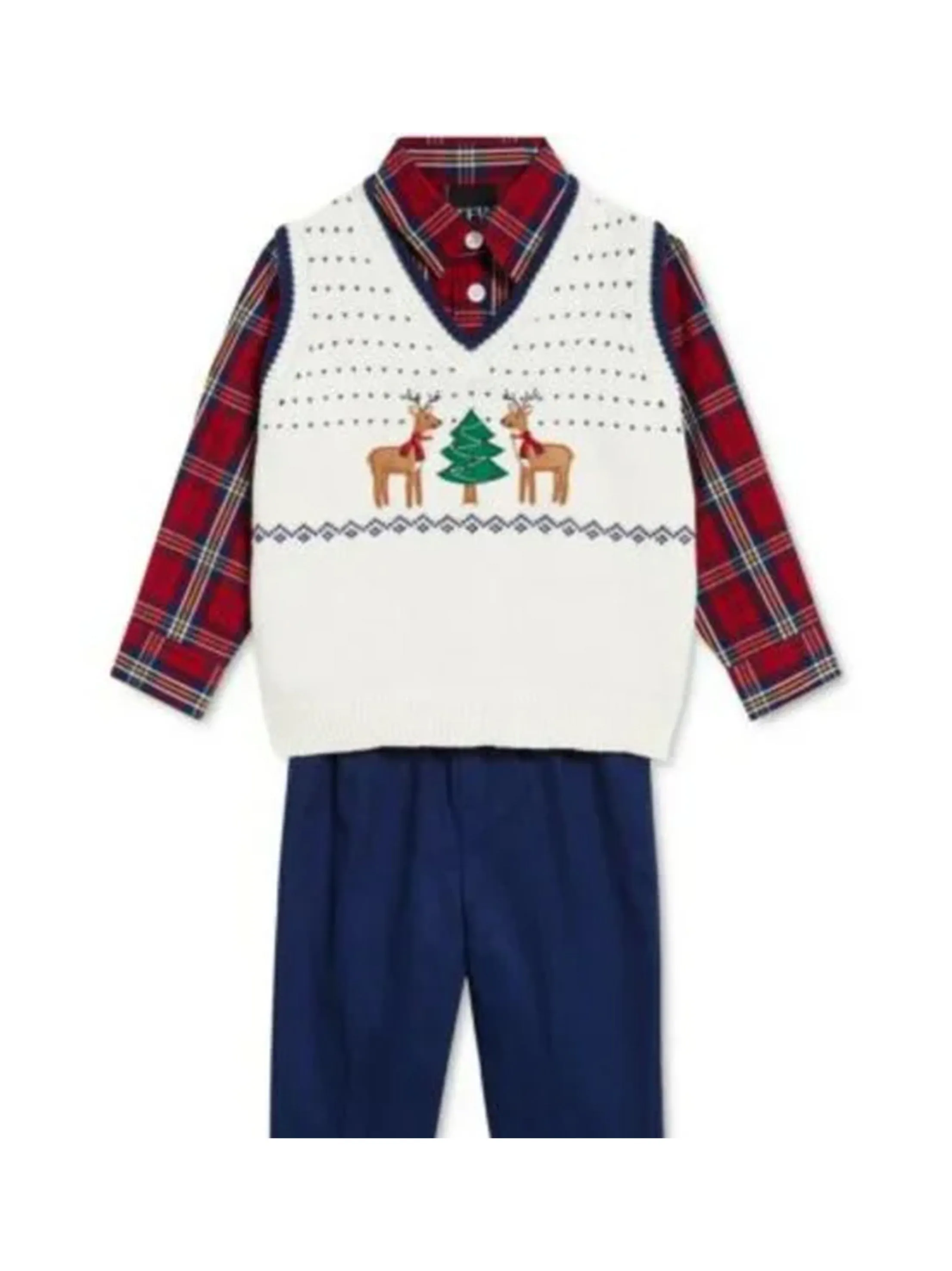 Kids Boy's 3 Pcs Christmas Top & Bottom Set,Multi