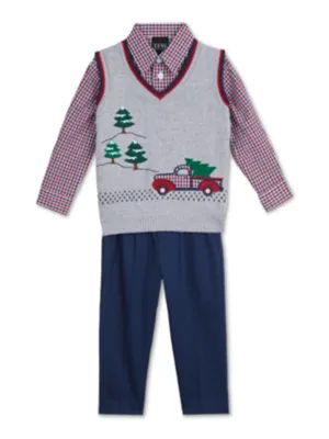 Kids Boy's 3 Pcs Christmas Top & Bottom Set,Multi