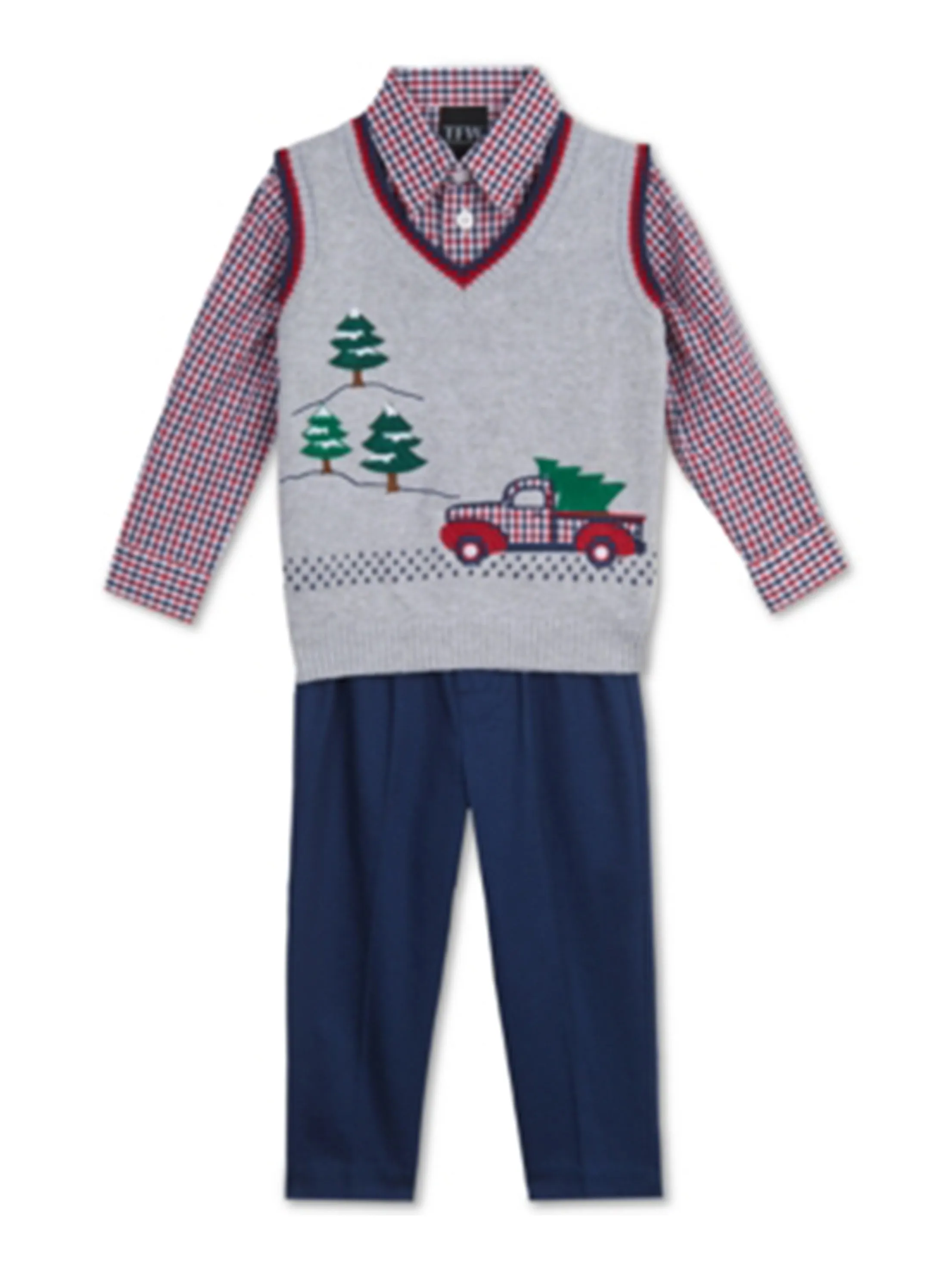 Kids Boy's 3 Pcs Christmas Top & Bottom Set,Multi