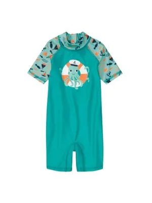 Kid's Boy's Graphic Printed One Piece Swimsuit,Aqua