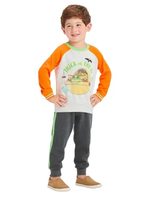 Kids Boy's Graphic Printed Top,Light Grey/Orange