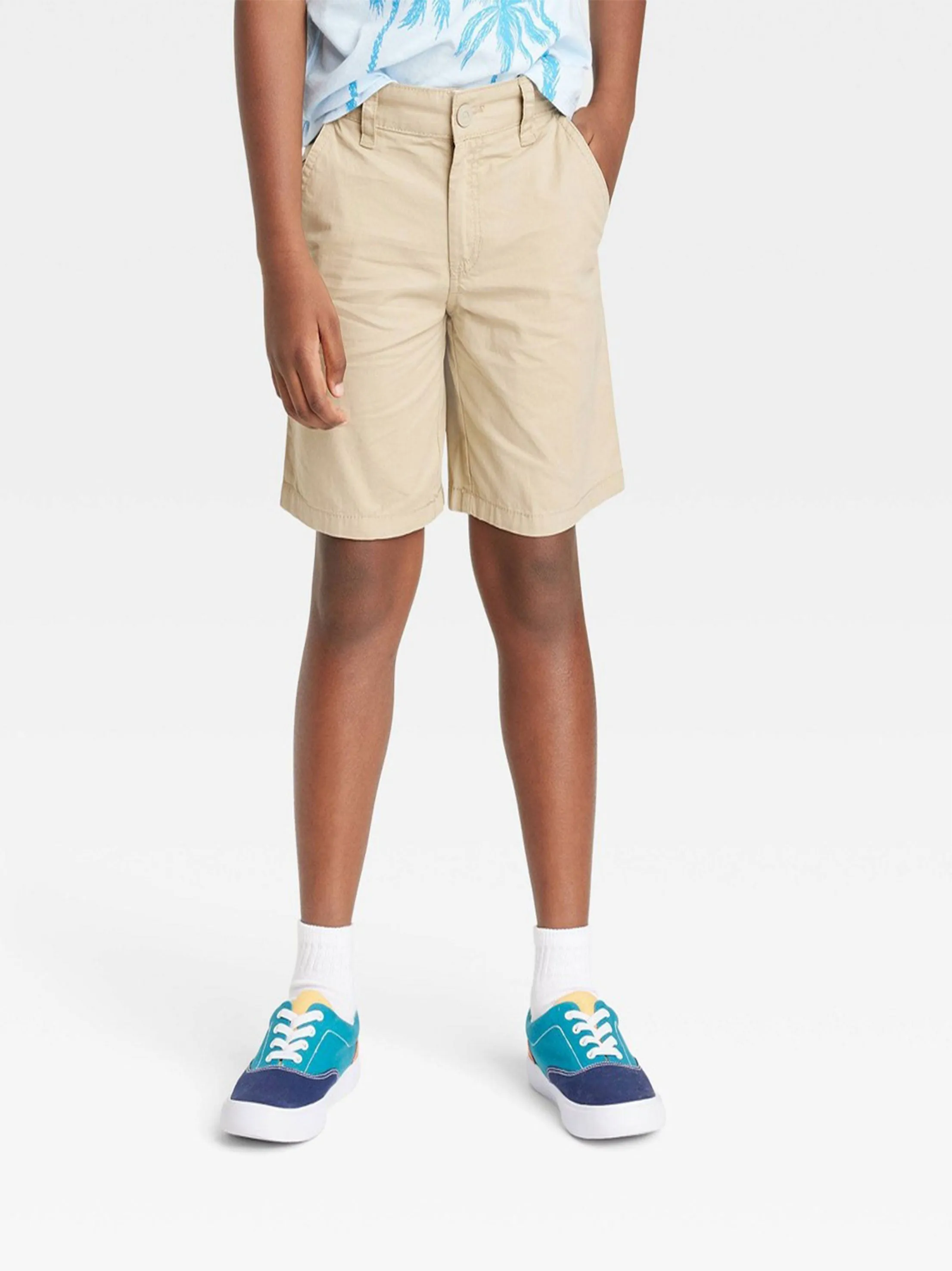 Kid's Boy's Plain Chino Shorts,Beige
