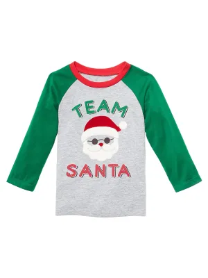 Kids Boy's Santa Printed Top,Grey/Green