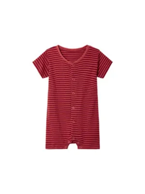 Kid's Boy's Striped Bodysuit,Red