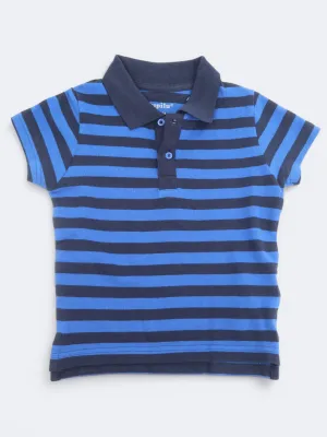 Kid's Boy's Striped Polo T-Shirt,Blue/Navy