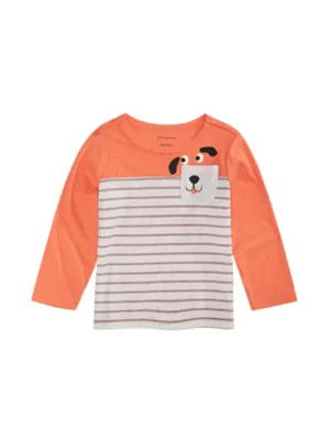 Kids Boy's Striped Top,Orange/White