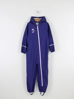Kids Girl Butterfly Print Leather Jumpsuits, Purple
