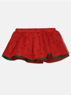 Kids Girl Dotted Graphic Print Mesh Tutu Skirt,Red