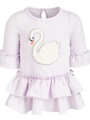 Kids Girl Emboidered Ruffle Dress,Light Purple