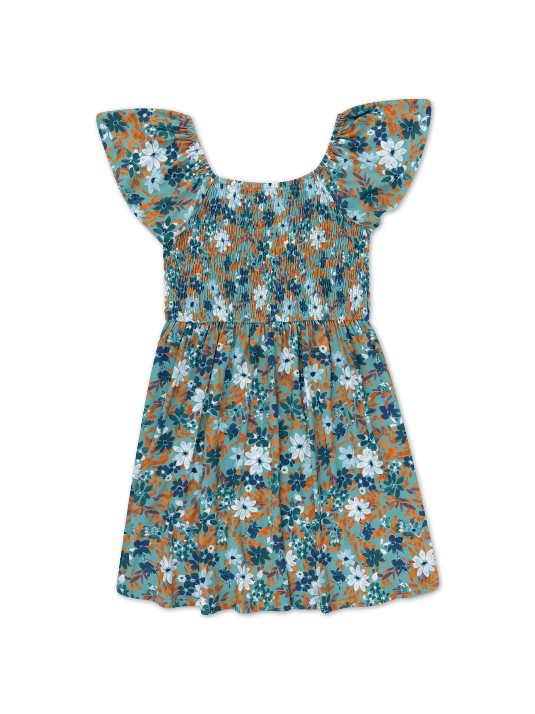Kids Girl Floral Printed Dress,Green