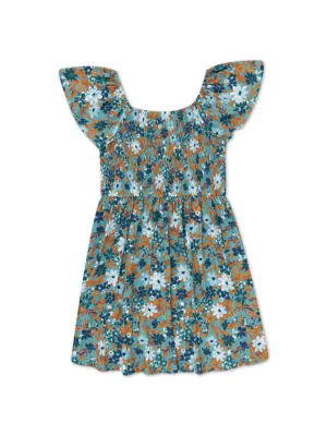 Kids Girl Floral Printed Dress,Green