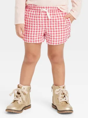 Kids Girl Gingham Check Short,Fuchsia