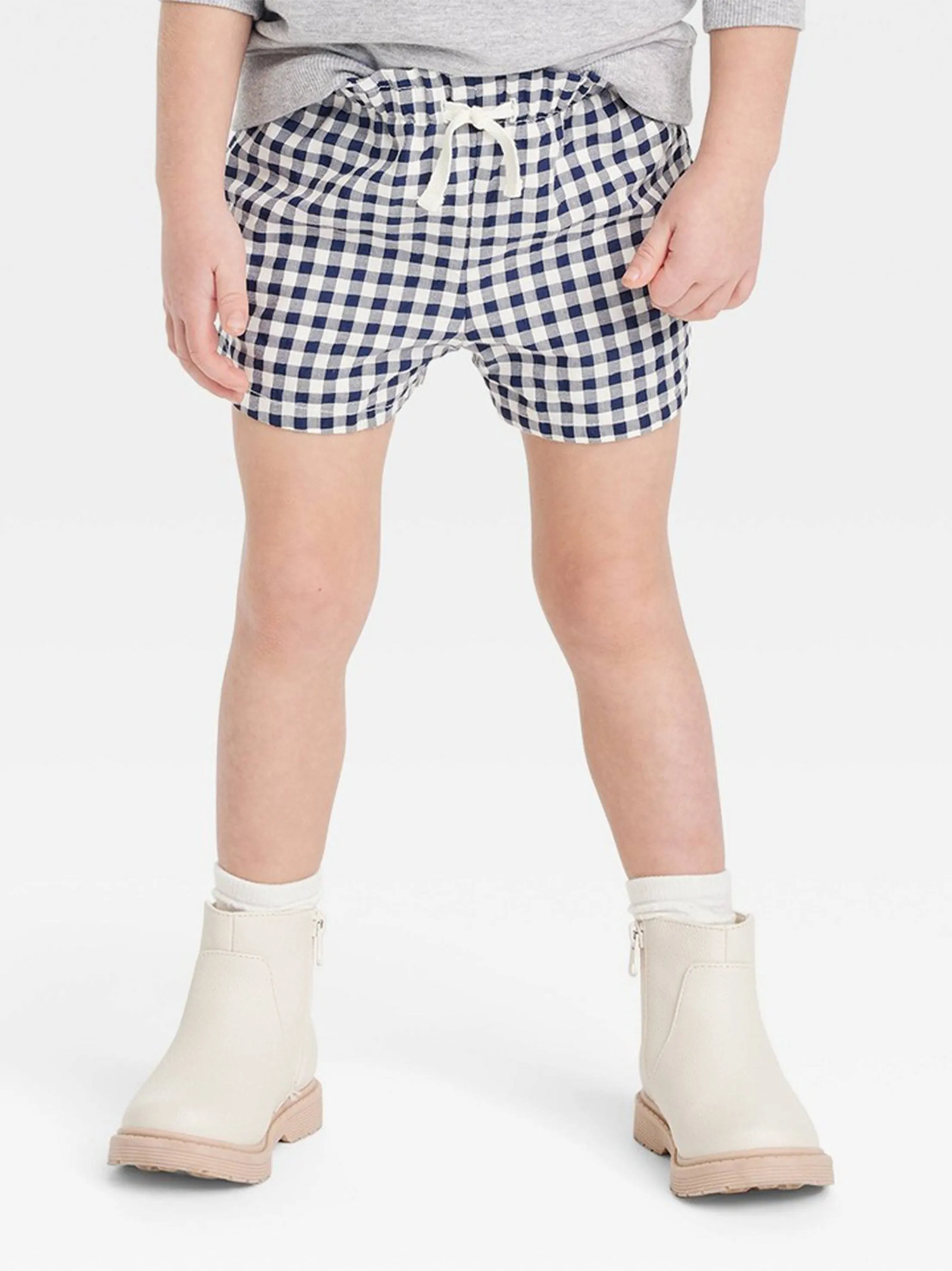 Kids Girl Gingham Check Short,Navy